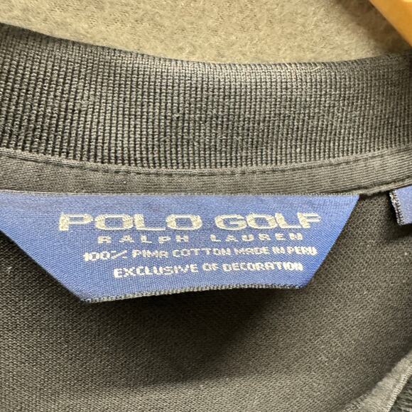 Ralph Lauren Polo Golf Mens Large Black Purple Pony Pima Cotton Short Sleeve - Picture 2 of 8